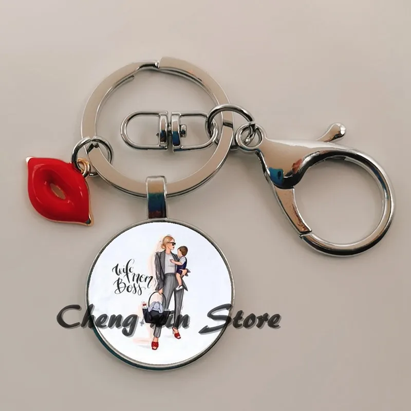 Брелок с кабошоном для семьи Super Mom подарок на день матери мальчиков и девочек |