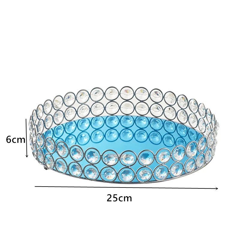 25cm Rhinestone Crystal Cosmetics Storage Tray Home Dessert Holder Snack Candy Fruit Dish | Дом и сад