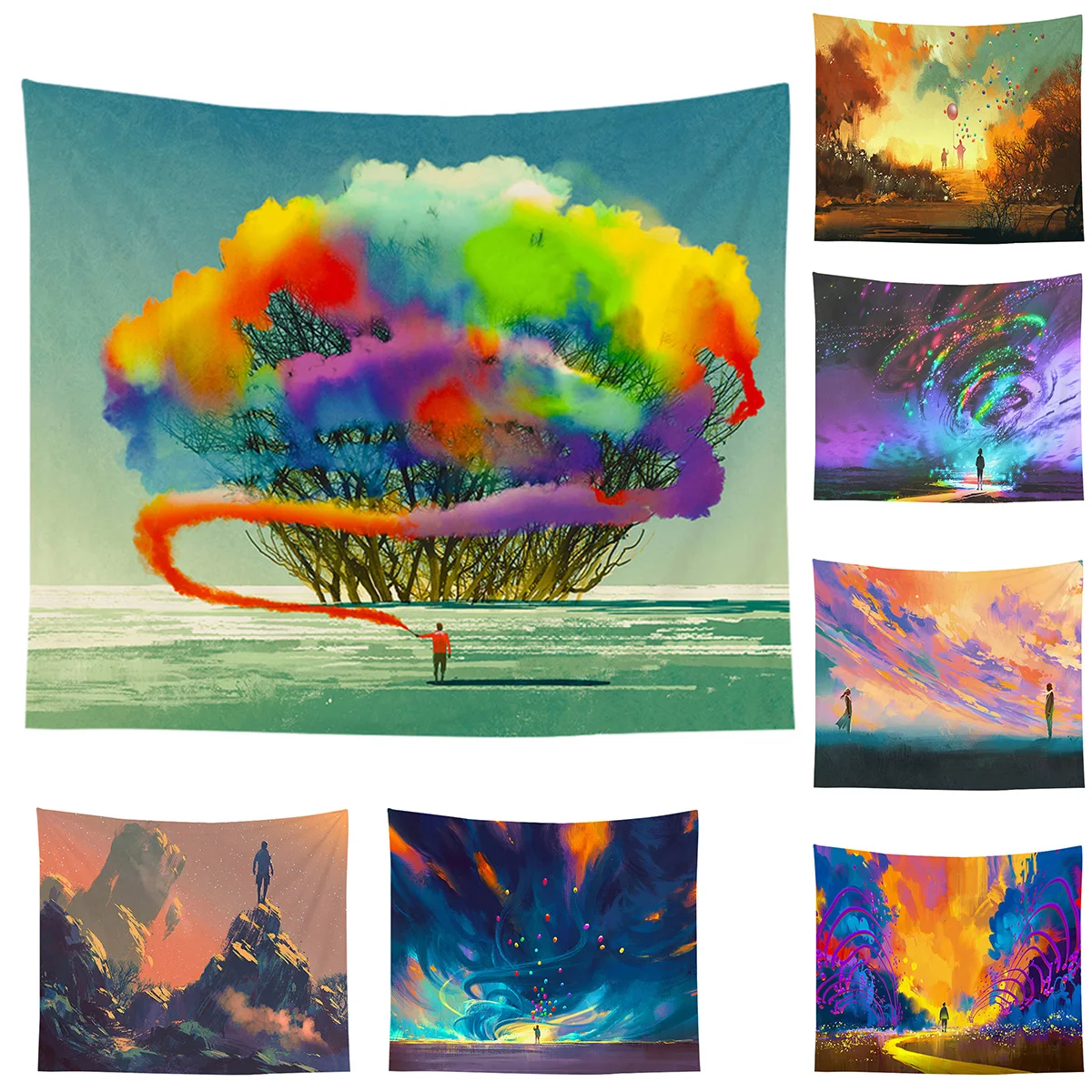 Акварель Звездный гобелен с пейзажем настенный домашний декор отправить