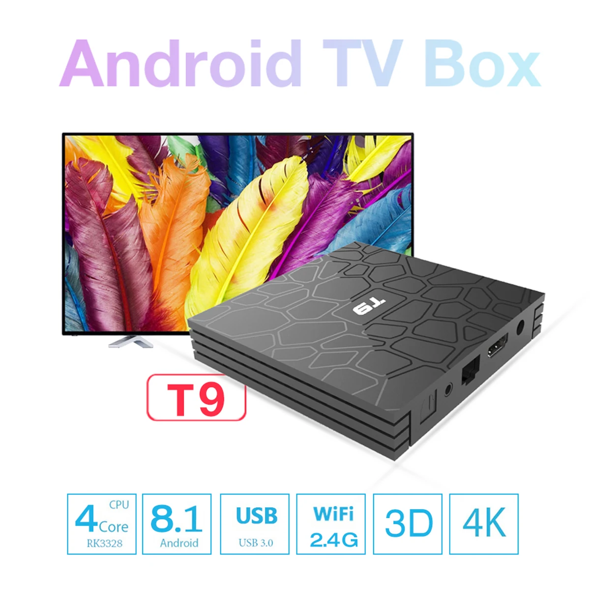 T9 ТВ бокс новейший 4K Android 8 1 RK3328 Четырехъядерный 4 ГБ ОЗУ 32 Гб ПЗУ Smart tv Box Netflix