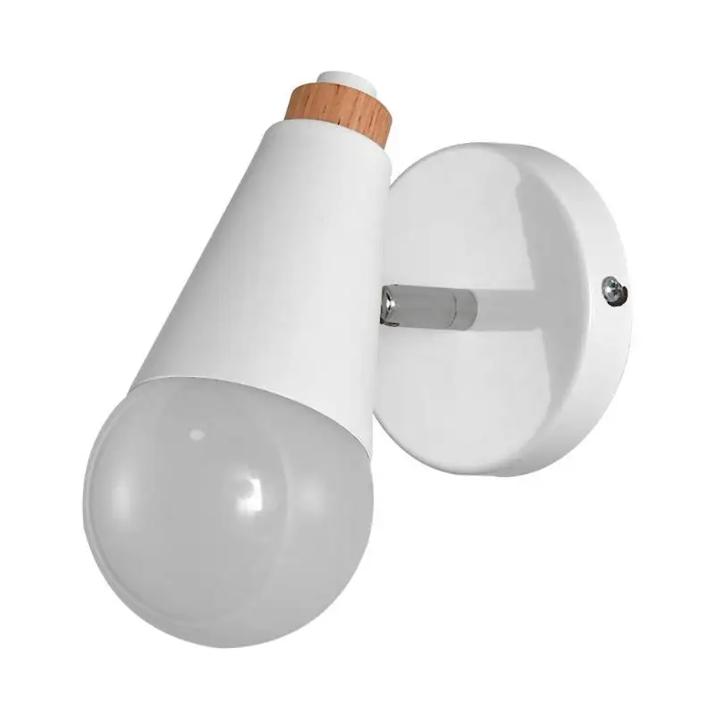 

E27 Creative Bedside Wall Lamp Iron Art and Solid Wood Nordic Bedroom Living Room Corridor Night Light Baking Paint Technology