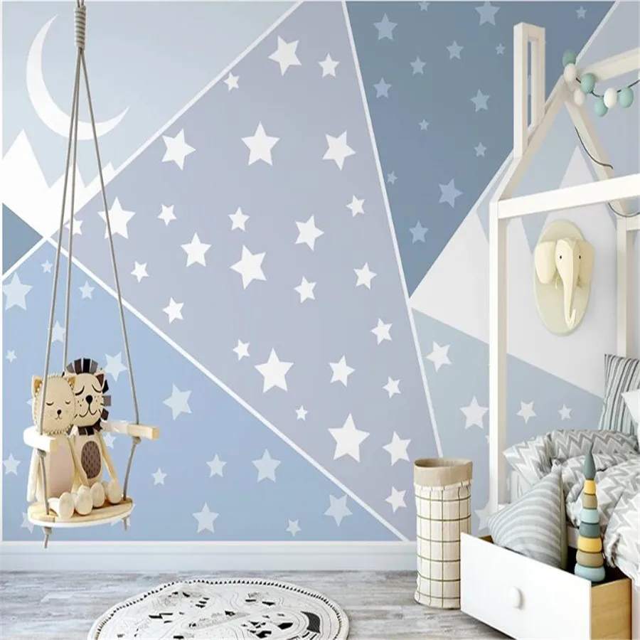 

Milofi custom 3D wallpaper mural simple geometric starry sky children's room background wall living room bedroom decoration pain