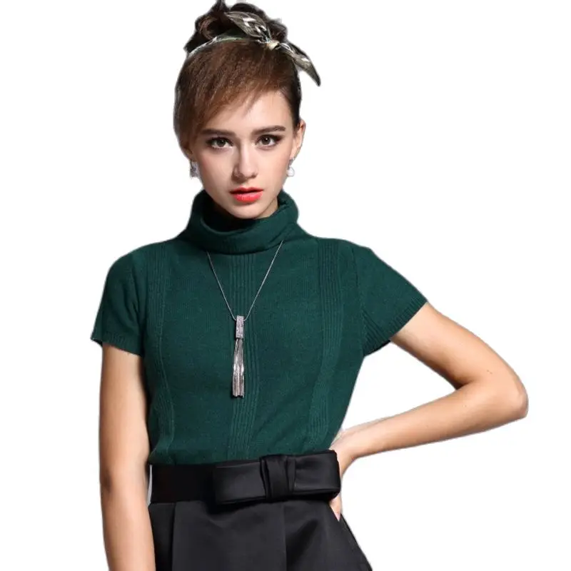 XIKOI Женская водолазка с коротким рукавом теплый черный зимний осенний