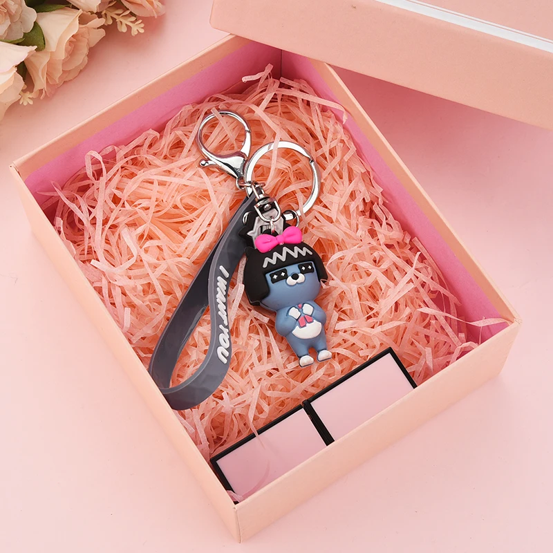 Модный брелок для ключей с изображением собаки утки кролик в виде животных
