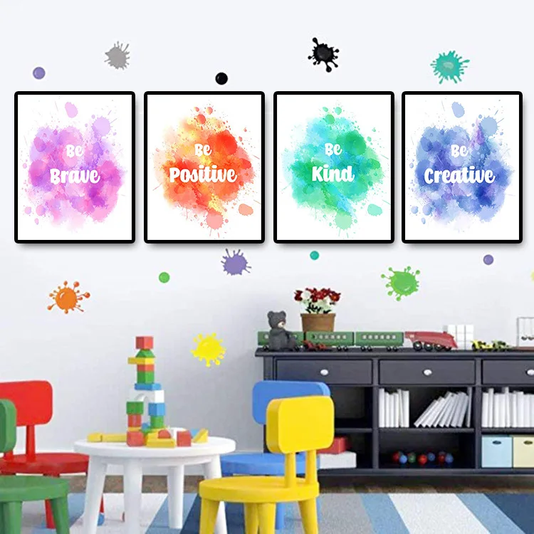 

English Inspirational Mural Positive Energy Spray-Print Children's Room Home Living room Classroom Bedroom Canvas Painting