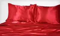 4 pce satin silk soft queen bed fitted bed sheet set