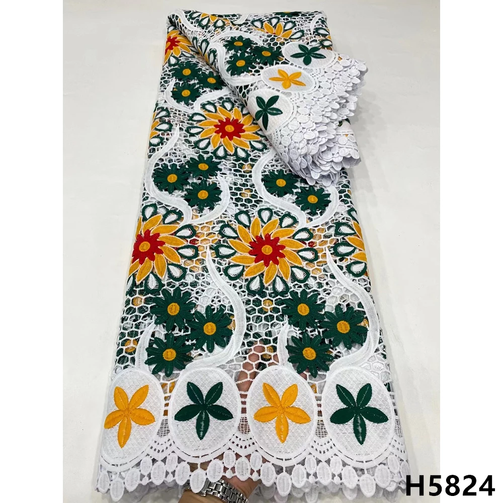 

New Arrival Water Soluble Lace African Lace Fabric 2021 High Quality Cord Lace Material Nigerian Lace Fabric For Dress HX5824