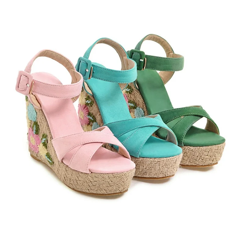 

Fashion Wedges Women Sandals 2021 New Buckle Strap High Heels With Platforms Sandals Female Fashion Casual Women's Spring Shoes