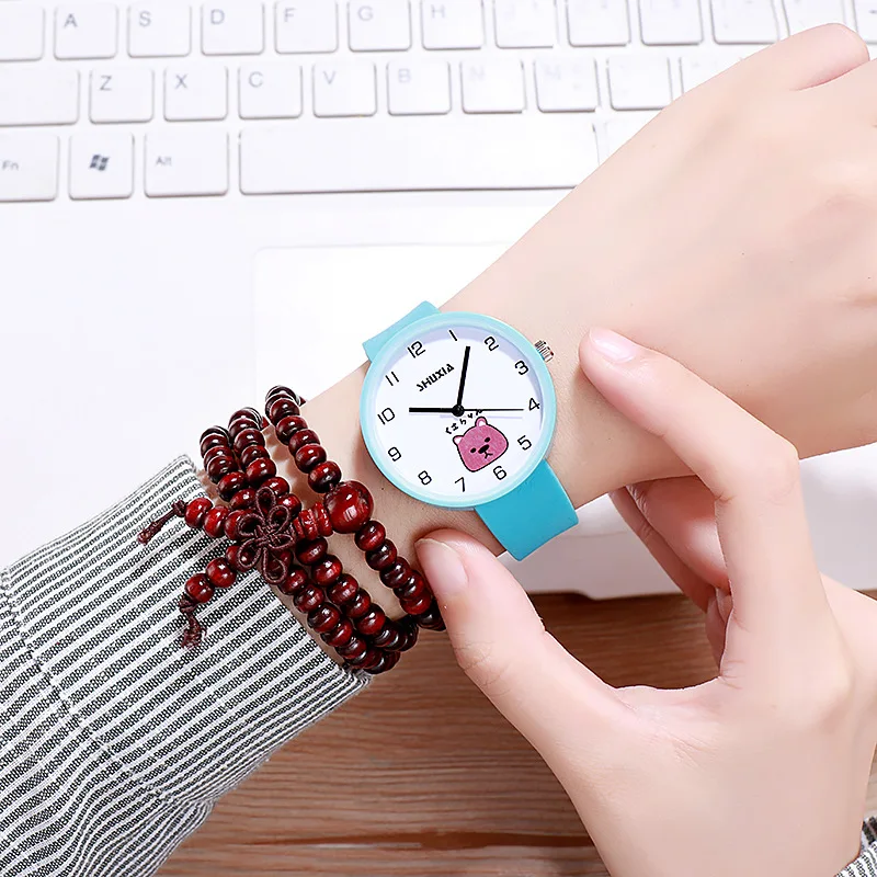 

Cute jelly child animal bear candy color trend minimalist female student watch