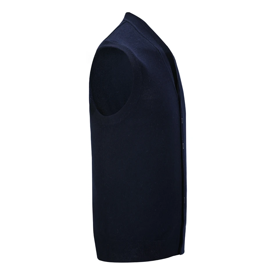 Navy Blue RMORE внутренний монгольский кашемировый жилет мужской свитер с v-образным вырезом кнопка ребристый длинный подол весна осень 12 калибра вязаный в магазине Slava - Цвет: Navy Blue