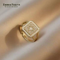 2021 new classic design pearl star element square rings for woman korean fashion jewelry gothic girls party unusual set rings