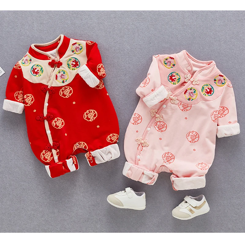 Китайский традиционный комбинезон для новорожденных девочек одежда Хань Тан