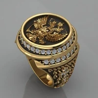 fashion gold color spirit of the empire eastern roman legion two head eagle rings sign holy cross sword eagle ring party jewelry