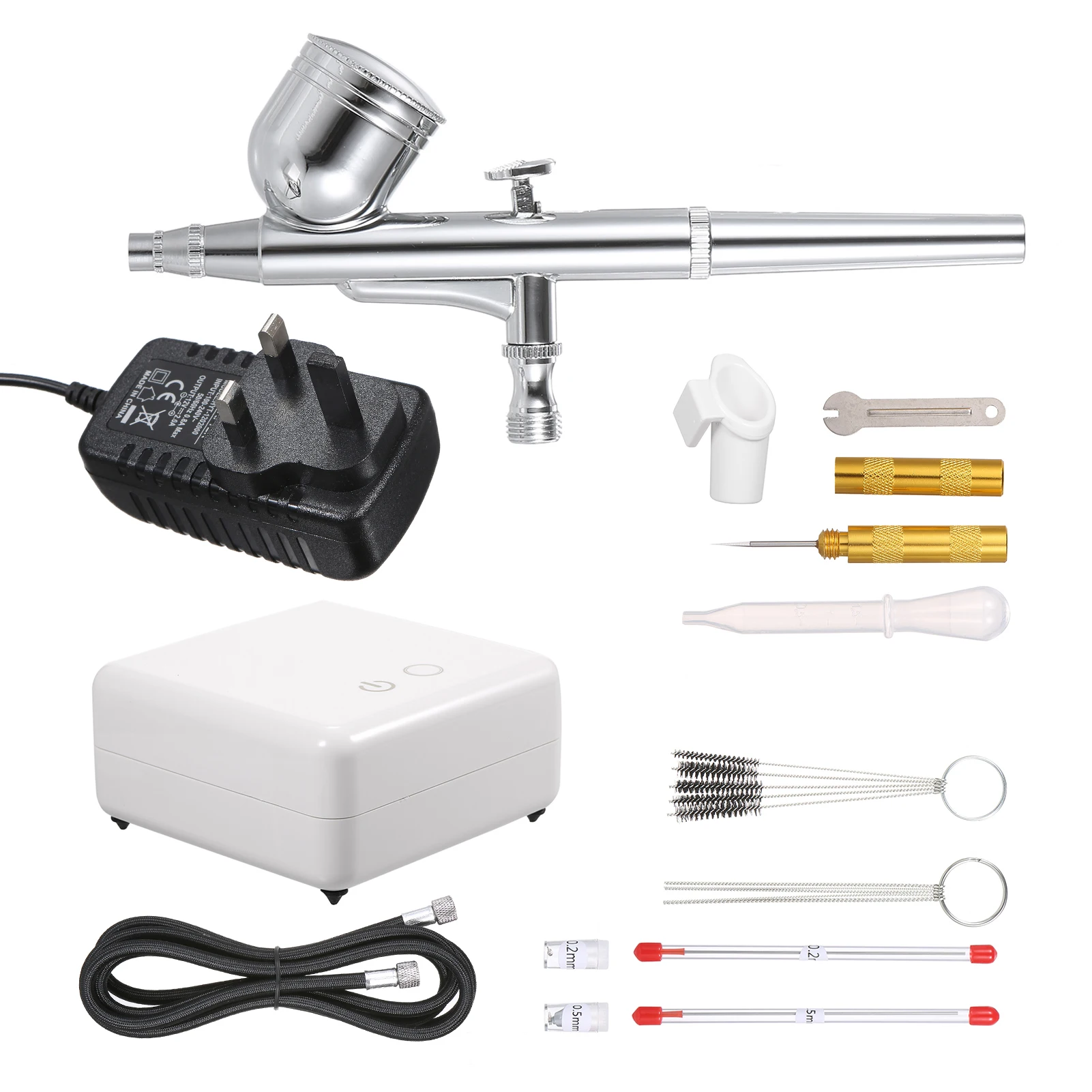 

Multi-purpose Airbrush Mini Air Compressor Set Gravity Feed Air Brush Kit for Car,Cake Decorating,Shoes, Models, Nails, Clothes