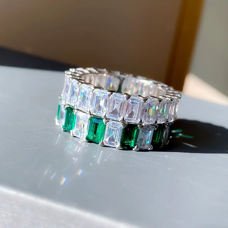

100% 925 стерлингового серебра с изумрудным кольца для женщин юбилей вечерние хорошая бижутерия ювелирные изделия по оптовым ценам