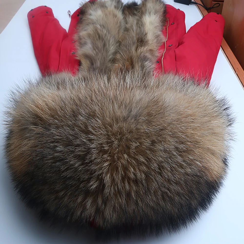2022 Winter Real Fur Parka Men Winter Jacket Real Raccoon Fur Hooded Coat Nature Raccoon Fur Lining Jackets Man Coat
