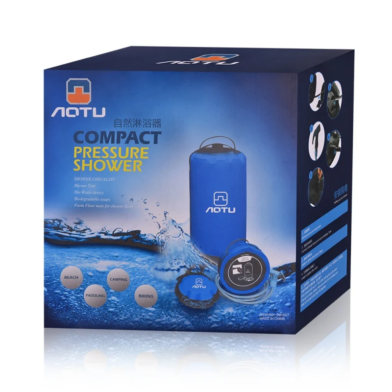11L PVC Outdoor Inflatable Shower Foldable Pressure Shower Water Bag Portable Camp Shower With Foot Pump For Outdoor Camping