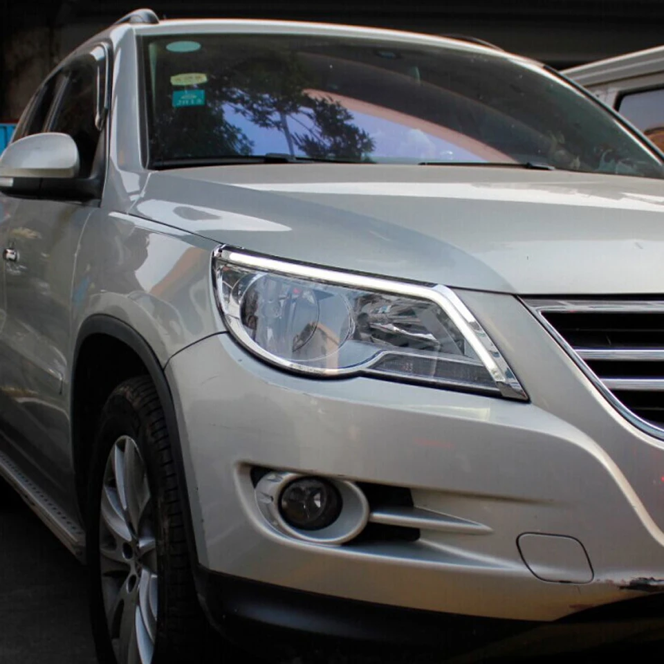 Светодиодный фонарь для бега, фара дневного света, подходит для vw Tiguan 2012-, части с желтым указателем направления автомобиля