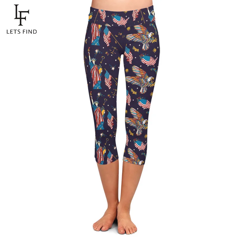 Женские леггинсы-капри LETSFIND летние эластичные леггинсы с высокой талией и