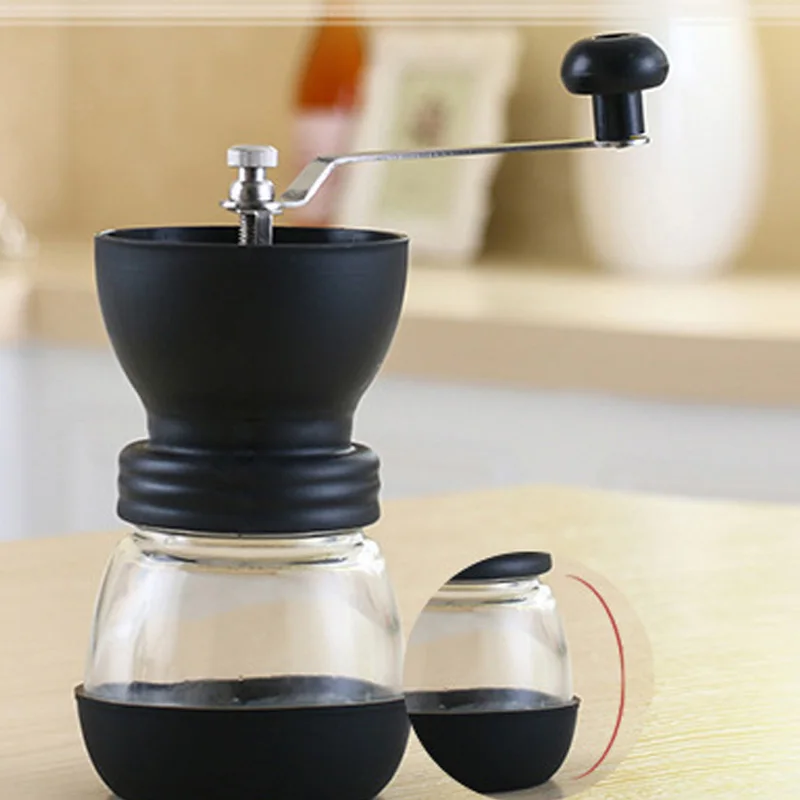 

Household Hand-Cranked Coffee Bean Glass Grinder Adjustable Bean Grinder Detachable Washing Kitchen Bar Counter Creative Tools