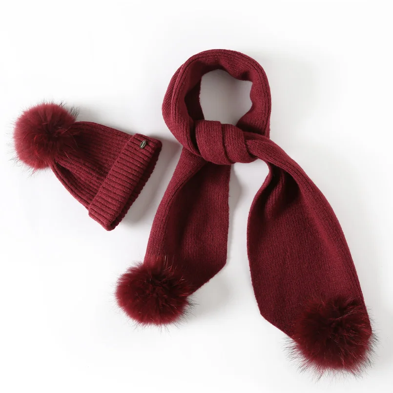 Новинка 2022 зимняя шапка шарф для женщин Шапка-бини девушек вязаная и Большой