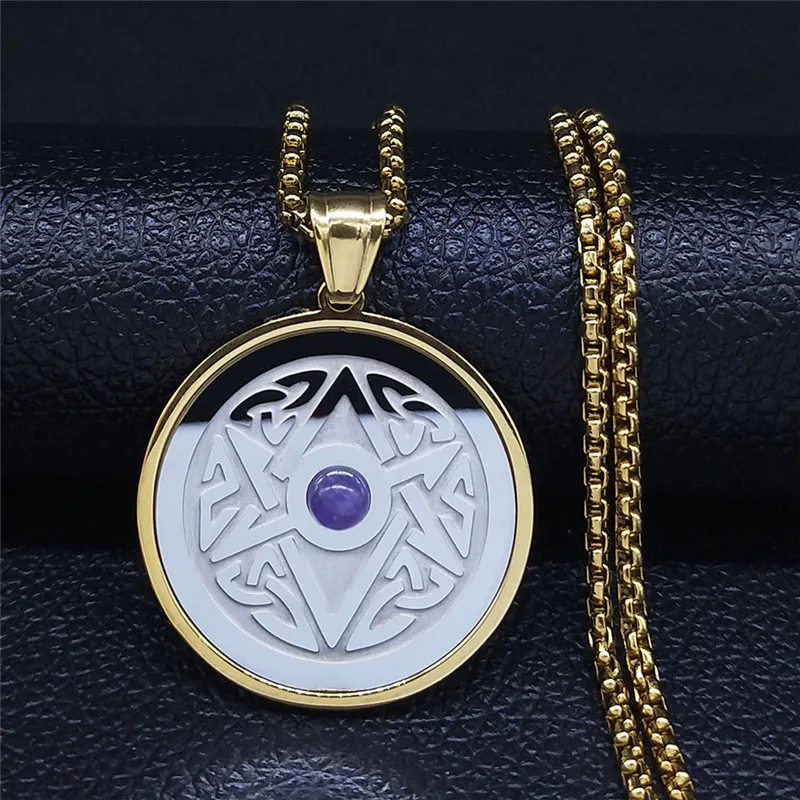 

2023 Thelema Unicursal Hexagram Symbol Stainless Steel Statement Necklace Women Gold Silver Color Crowley Sign Jewelry NXS02