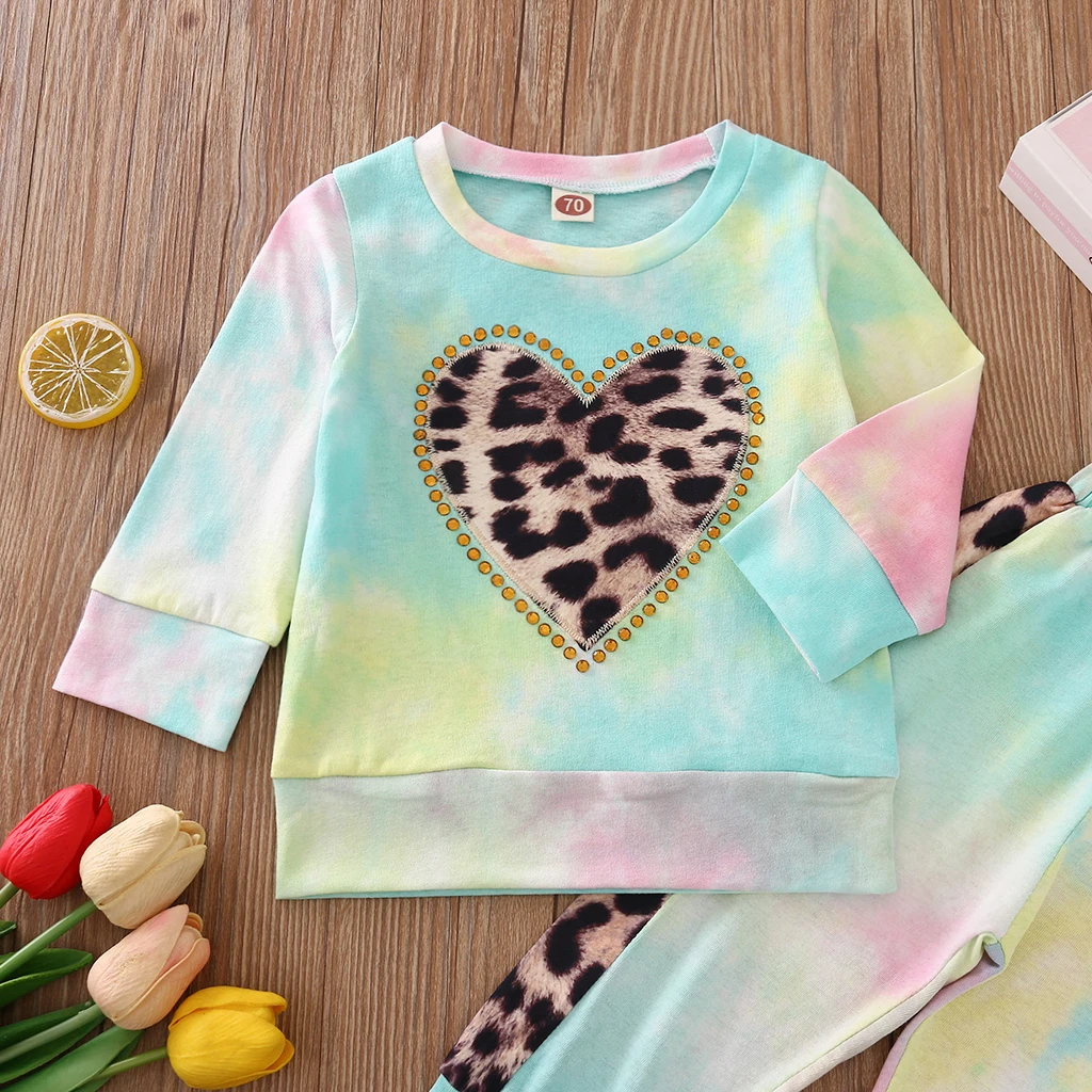 

Toddler Baby Spring Autumn Clothes Lady Girls Long Sleeve Tie Dye Print Pullover Top+Pants 2Pcs Outfits Clothing Set