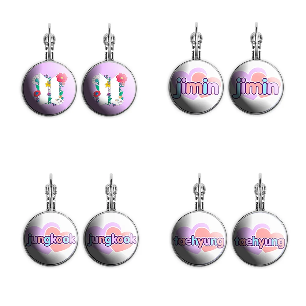 

KPOP Bangtan Boys MAP OF THE SOUL Heart Name French Style Jewelry Metal Earring KPOP Korean Fashion Star Earrings Wholesale
