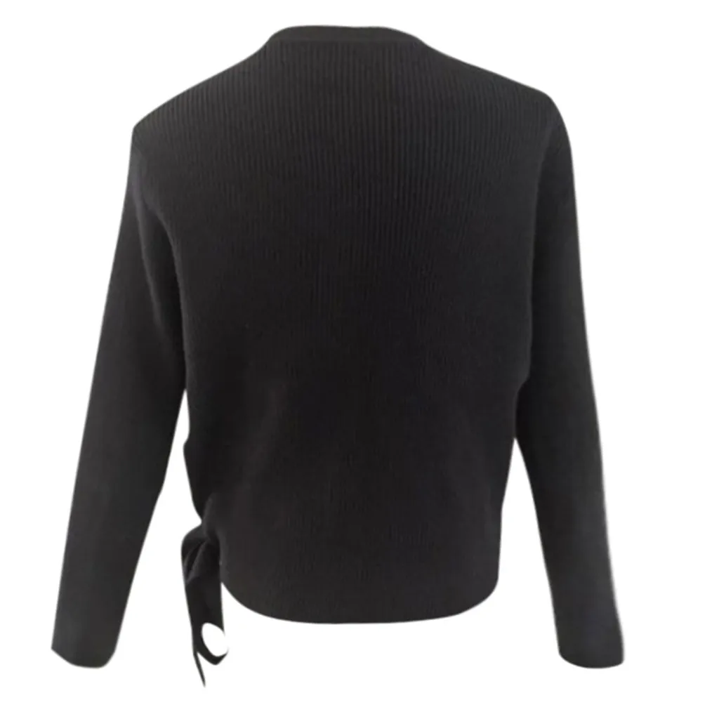 Casual Knitted Sweater Women Streetwear V Neck Long Sleeve Pullovers Loose Solid Coat 2019 Autumn Winter Fashion Women's | Женская
