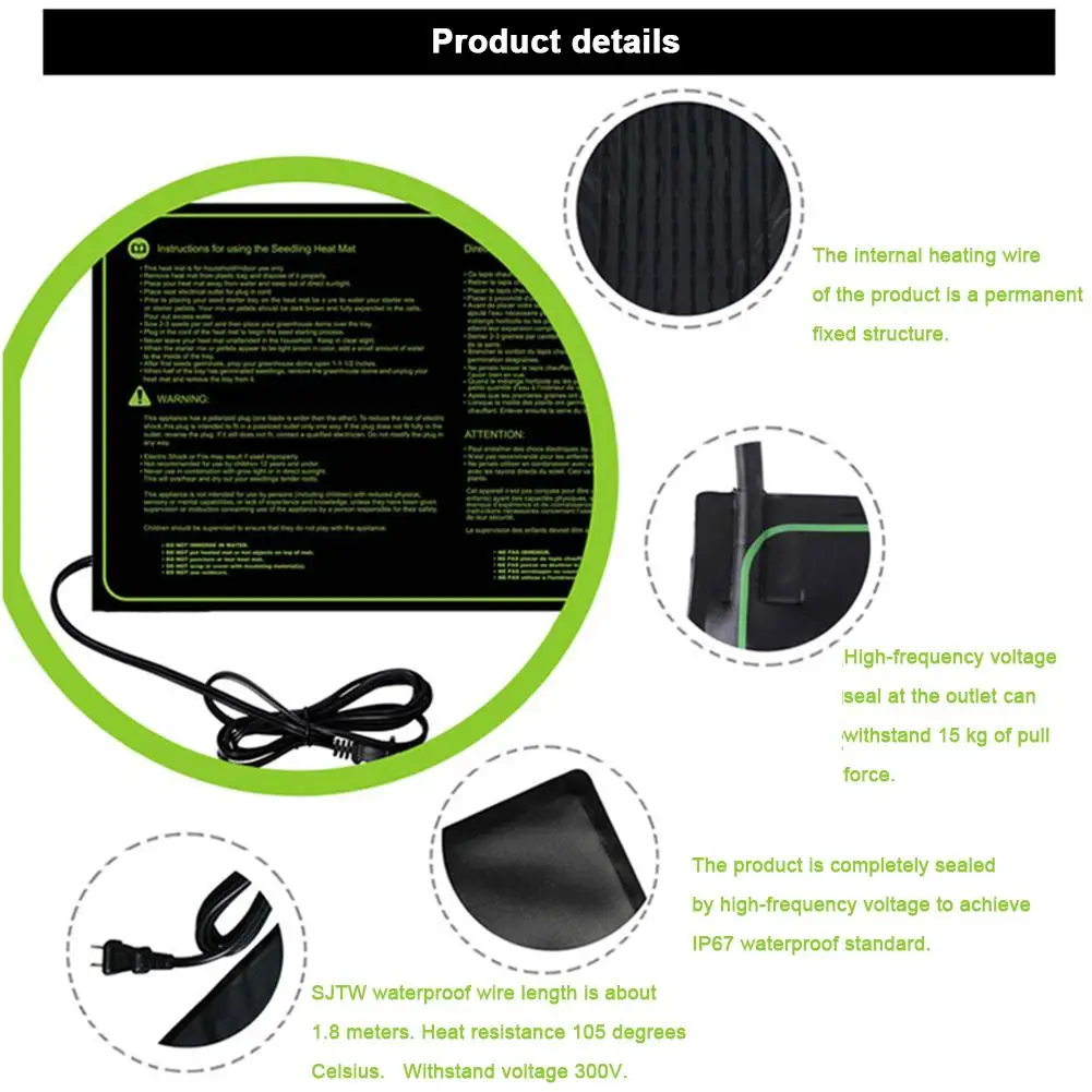Нагревательный коврик для саженцев водонепроницаемый прочный нагревательный