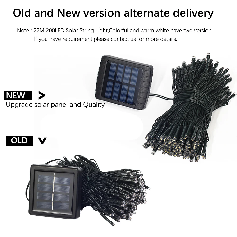 Гирлянда светодиодная уличная на солнечной батарее 22 м 200