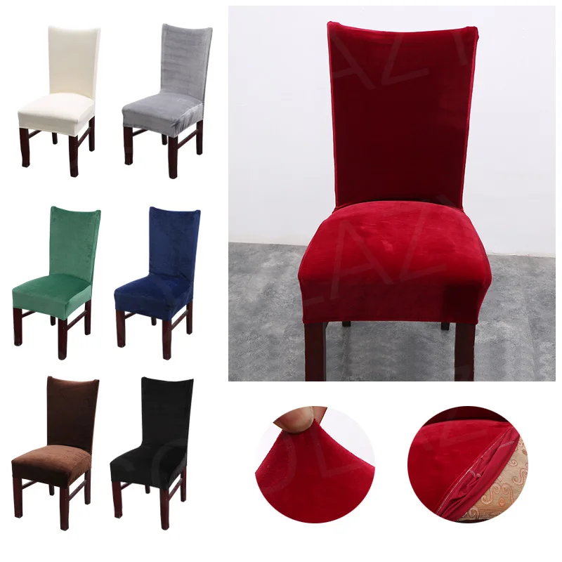 

Thick Plush Chair Covers Spandex Solid Color Dining Chair Covers Stretch Flannel Seat Cover for Banquet Wedding basen ogrodowy