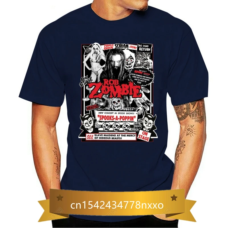 

Rob zombie branco zumbi metal banda horror t camisa