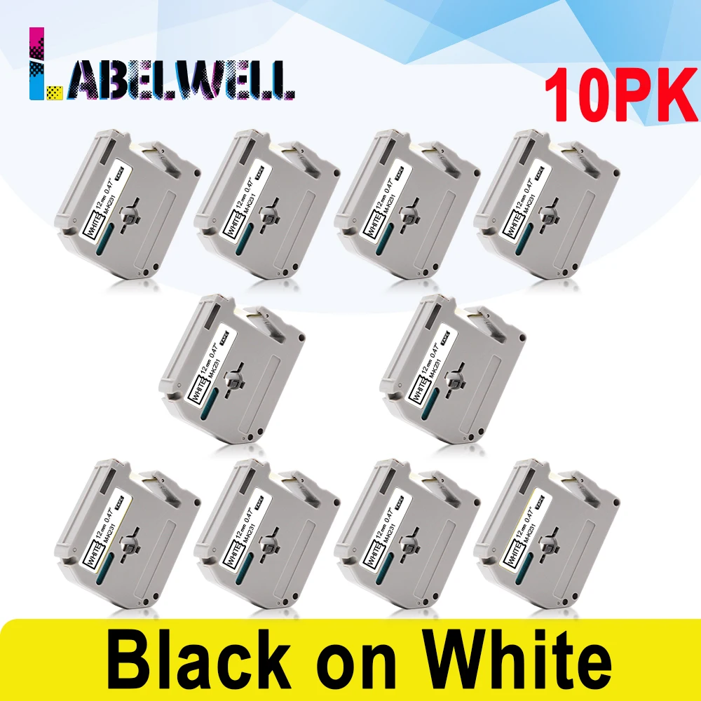 Labelwell 5/10PK 12 мм лента для маркировки совместимы Brother MK 231 MK231 631 131 M K231 p касания