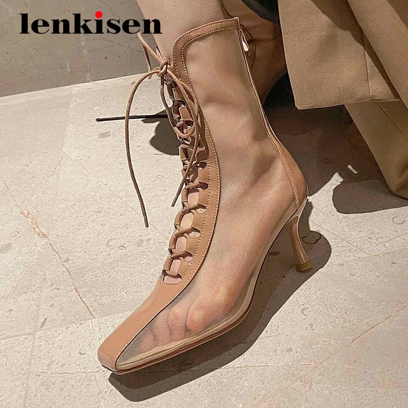 Lenkisen новые летние туфли с перекрестной шнуровкой дышащая сетчатая обувь
