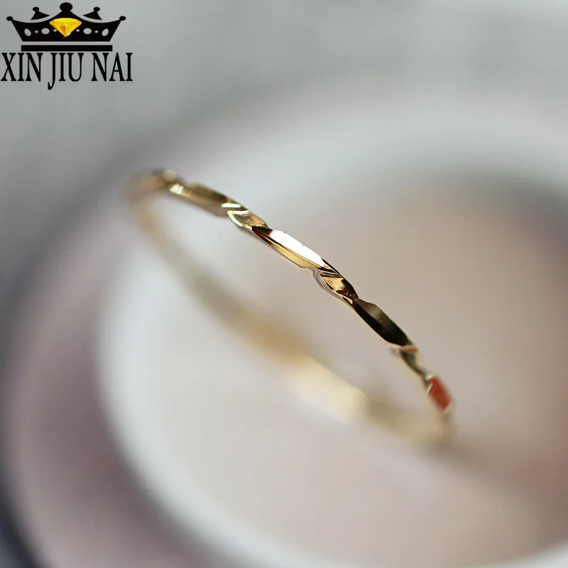 14K золото изысканный стек очень тонкой резки дикого стека хвост кольцо женские