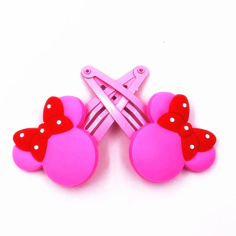 2 шт./компл. мультфильм Микки Минни значок заколки для волос ПВХ мягкие детей