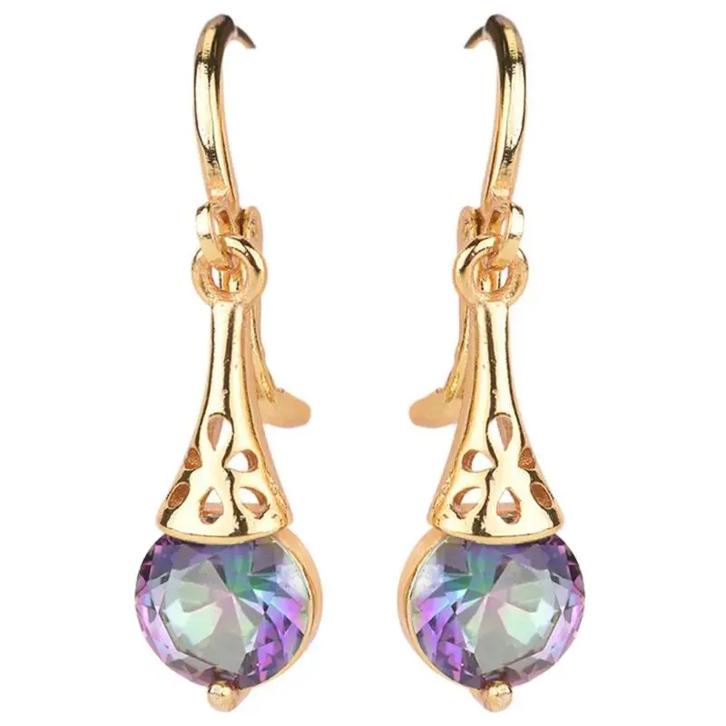 Модные циркониевые девичьи серьги Длинные висячие Для женщин позолоченные 18 к