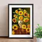 Алмазное Рисование Подсолнечник со стразами в виде цветка с вышивкой камни в форме ромбакруглый дрель мозаика 3D Сделай Сам Вышивка крестом, украшение для дома