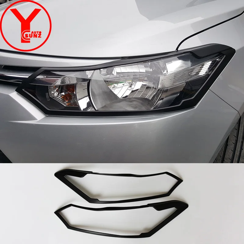 Крышка головного света для Toyota Vios 2014 2015 2016 черная подсветка абс части Передняя