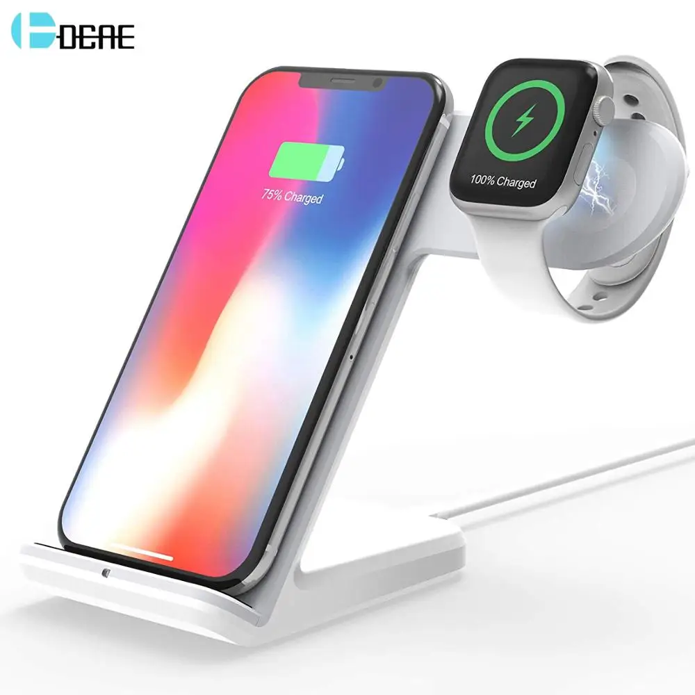 DCAE 10 Вт Qi Беспроводное зарядное устройство док-станция для iPhone 11 XS XR X 8 samsung S10 Быстрая зарядка подставка для Apple Watch 5 4 3 Airpods