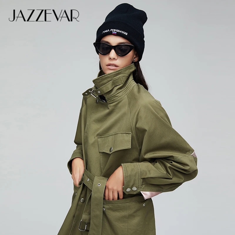 JAZZEVAR 2021 Новое поступление Осенний Тренч пальто для женщин три цвета модное