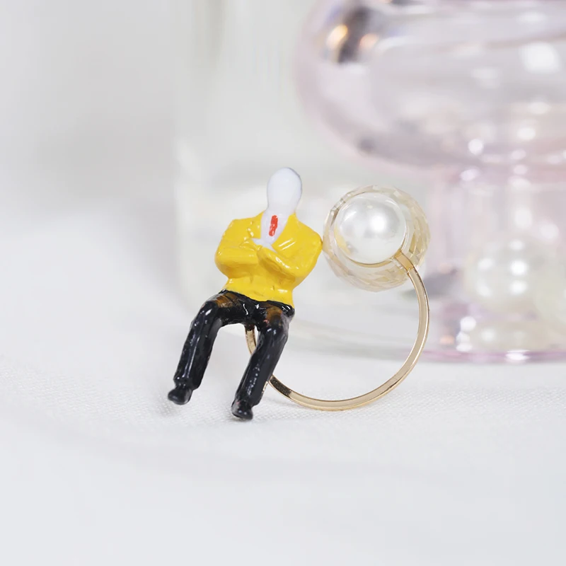 

Earrings For Women Mr. pearl Character Earrings Statement Funny Cute Stud Earrings Clip On Korean Fashion Jewelry Resin Temperam