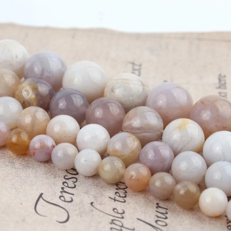

Natural Ocean Fossils Agates Round Loose Stone Beads For DIY Jewelry Making Bracelet Charms Accessories 15''Inches 6 8 10 12mm