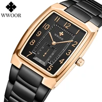 wwoor 2022 stopwatch watches for men luxury brand black stainless steel mens wrist watch fashion casual male clock reloj hombre