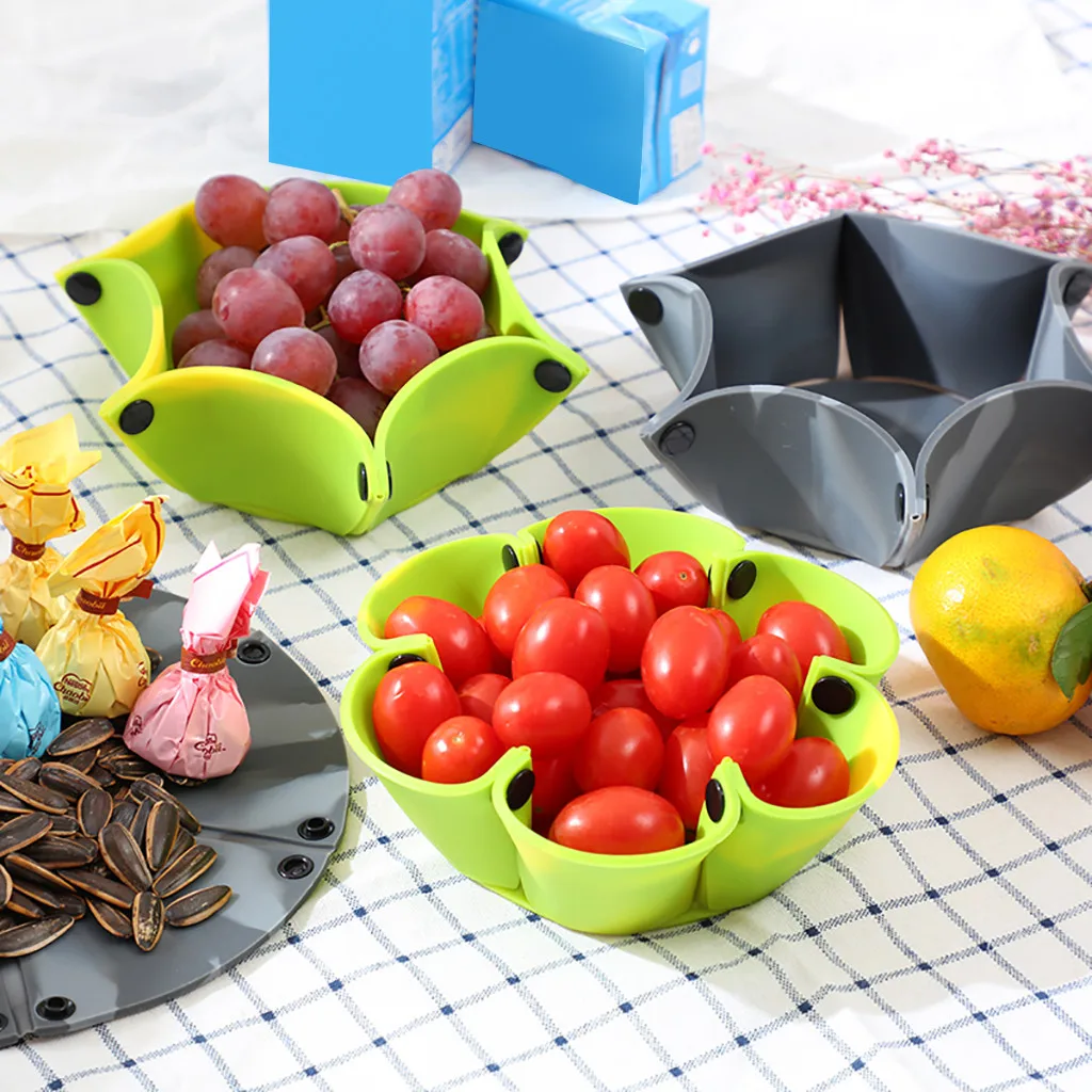 Лидер продаж силиконовая многоразовая Складная тарелка для фруктов закусок
