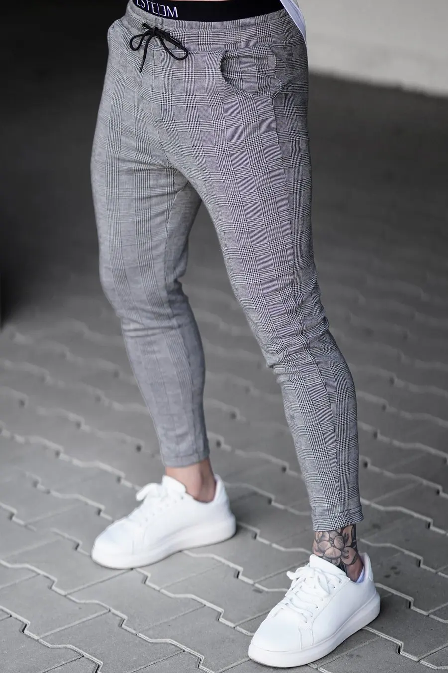 

Autumn 2020 Casual Ankle-Length Plaid Trousers Men's Pants Fashions Streetwear Jogger Men Sweatpants Slim Fit Checkered Pants