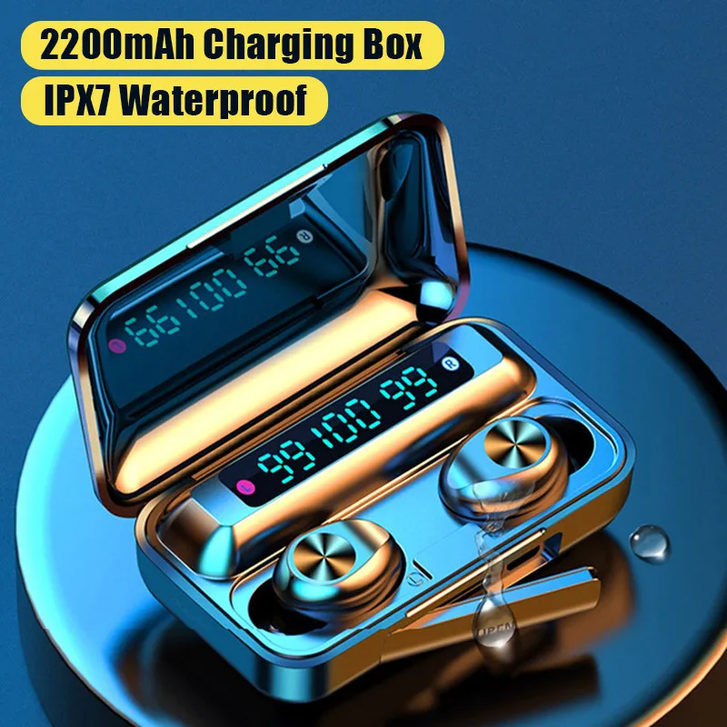 Беспроводной наушники вкладыши TWS Bluetooth 5 0 2200 мАч зарядным устройством 9D Hi Fi