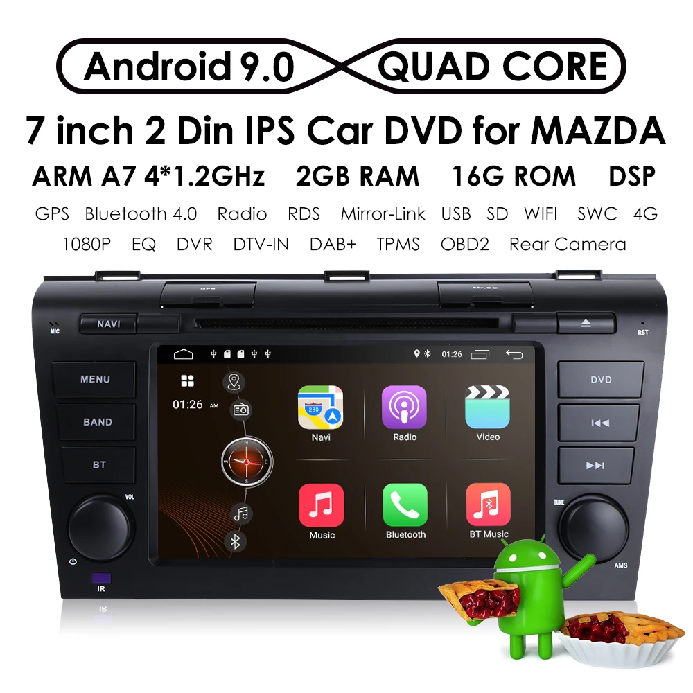 " android 8,1 штатную dvd Радио для Mazda 3 Mazda3 2004-2009 Автомобильная dvd-навигационная система стерео проигрыватель Autoaudio RDS OBD2 TPMS