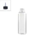 Пустая пластиковая бутылка объемом 200 мл, прозрачная ПЭТ чернильная бутылка с черными Закрученными крышками, верхняя крышка с заостренным горлом